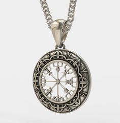 ★ Viking Compass Pendant ★ Handcrafted Viking Compass (Vegvisir) pendant/necklace for Men and Women. * Materials/Finishes ➤ Artificially Aged (Black/Grey Oxidized) Silver 925 * Dimensions ➤ ~ 3.7 x 3.3 x 0.4 cm (~ 1.4 x 1.3 x 0.2 inches)/Bail: Suitable for up to ~ 4.5 mm (~ 0.18 inches) Chain * Weight: ~ 11 grams (in Silver 925) ----------------------------------------------------------------------------- IMPORTANT NOTES: -------------------------------------------------------------------------- White Gold Compass Pendant Jewelry, White Gold Compass Design Pendant Jewelry, White Gold Pendant With Compass Design, White Gold Pendant Jewelry With Compass Design, Amulet Style Compass Pendant Necklace, Amulet Style Pendant Jewelry With Compass Design, Sterling Silver White Gold Compass Necklace, Sterling Silver White Gold Necklace With Compass Design, White Gold Compass Pendant Necklace