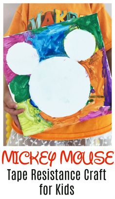 the mickey mouse tape resistance craft for kids to make with construction paper and colored crayons