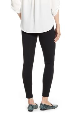 Feel confident in these essential leggings made with soft stretch-cotton jersey, anatomical seams and a wide, smoothing waistband. 28" inseam; 9" leg opening; 10 1/2" front rise; 14 1/2" back rise (size Medium) Wide elasticized waistband with inner slimming panel 86% cotton, 14% spandex Machine wash, tumble dry Imported Hosiery Flattering Leggings, Feel Confident, Stretch Cotton, Hosiery, Nordstrom, Spandex, Size Medium, Leggings, Black