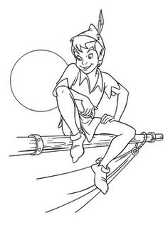 tinkerbell riding on a log coloring page