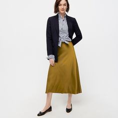 J.Crew: Pull-on Slip Skirt Fitted Maxi Skirt For Fall Workwear, Fall Asymmetrical Lined Pencil Skirt, Classic Long Lined Dress, Classic Long Dress With Lined Skirt, Formal Long Skirt For Fall, Long Skirt Dress With Gathered Detail For Workwear, Gathered Long Skirt Dress For Work, Classic Relaxed Fit Lined Maxi Skirt, Fall Relaxed Fit Lined Pencil Skirt