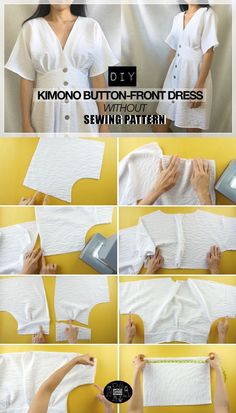 instructions to make a kimono button - front dress