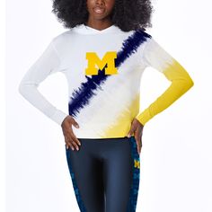 Don't let chillier weather stop you from rooting your Michigan Wolverines to victory with this Tie-Dye Hooded Long Sleeve T-Shirt from Certo. This piece's bold team graphics and unique colors will ensure you stand out anywhere you go. There is no need to settle for a regular long sleeve when you can rep your Michigan Wolverines with this stylish piece. Team Spirit Long Sleeve Tops With Drawstring Hood, Sporty Tie Dye Long Sleeve Hoodie, Team-colored Long Sleeve T-shirt For Sports, Sporty Tie Dye Hooded Hoodie, Michigan State Sweatshirt, University Of Michigan Sweatshirt, Michigan Wolverines Apparel, Michigan Hoodie, Sporty Tie-dye Hooded Hoodie