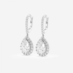 Pair your pears with these majestic drop shaped lab grown diamond dangles. Encircled with star-like round diamonds these gorgeous pear shaped diamonds are true stunners. Halo Earrings, Diamond Drop Earrings, Pear Shaped Diamond, Perfect Engagement Ring, Drop Earring, Diamond Halo, Lab Created Diamonds, Quality Diamonds, Silver Diamonds