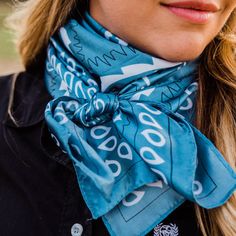 Our classic wild rag/scarf in blue and white with a simple paisley pattern. It is a square and measures 35" x 35". It is sure to add a bright pop of color to any outfit. Western or Crystal slides available to accent 100% machine washable polyester, silky and soft. Simple Paisley, Bandana Neck Scarf, Outfit Western, Bandana Neck, Bright Pop, Perfect Squares, Wild Rag, Neck Scarf, Leather Slides