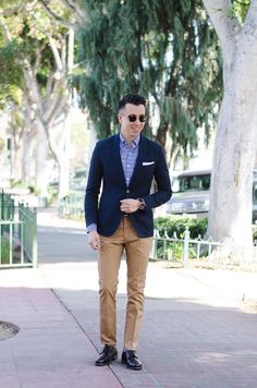 Brown Shoes Outfit, Blake Scott, Sport Coat Outfit, Attire Guide, Blue Blazer Outfit, Blue Blazer Men, Khaki Pants Outfit, Khakis Outfit, Blue Sport Coat