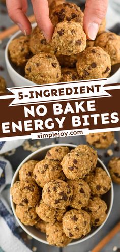 Five Ingredient No Bake Energy Bites Peanut Butter Energy Balls, Peanut Butter Energy Bites, Energy Bites Recipes, Healthy Protein Snacks