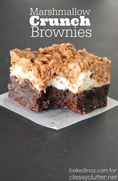 there is a brownie with marshmallow crumbs on it