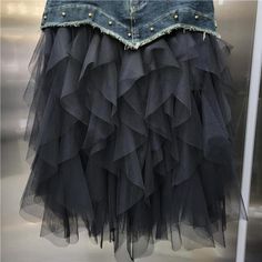 This stylish Ruffle Mesh Denim Midi Skirt is a must-have for any fashion-forward wardrobe. Its unique design combines ruffles with mesh and denim, creating a one-of-a-kind look that is both elegant and edgy. With its flattering midi length, this skirt is perfect for any occasion. DecorationZip Up , Button , PocketsStyleSexy & ClubFabric TypeDenim , MeshMaterialCotton , SpandexPattern TypePatchworkSeasonSpring / Autumn , SummerTypeSkirtFabricSlight Stretch SIZE US UK EU AU S 2-4 4-6 36 4-6 M 6-8 Denim Skirts, Denim Midi Skirt, Midi Length, Denim Skirt, New Fashion, Ruffles, High Waisted Skirt, Fashion Forward, Unique Design