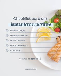 🍽️ Um jantar leve e nutritivo pode ser uma ótima maneira de terminar o dia. Aqui está um checklist para te ajudar: 1️⃣ Proteína magra: frango, peixe, tofu... são ótimas opções. 2️⃣ Legumes coloridos: quanto mais cor, melhor! Cada cor representa diferentes nutrientes. 3️⃣ Grãos integrais: para fornecer a energia que seu corpo precisa. 4️⃣ Porção moderada: tente evitar comer demais à noite. 5️⃣ Hidratação: beber água é sempre importante, não se esqueça! 🌙 Quer mais dicas para preparar jantare... Instagram Feed, Diet, Instagram Posts, On Instagram, Fresco