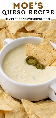 a white bowl filled with quesadilla dip surrounded by tortilla chips