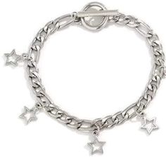 Metal Star-shaped Bracelets, Casual Star-shaped Jewelry For Parties, Star Jewelry With Lobster Clasp, Metal Charm Bracelet With Star Charm, Trendy Silver Star Bracelet, Trendy Star-shaped Bracelets For Party, Casual Star Charm Jewelry, Trendy Star-shaped Party Bracelet, Trendy Star Bracelet For Party