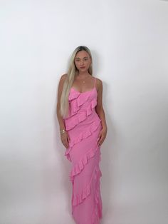 Countryside Picnic Maxi Dress // PINK Countryside Picnic, Ruffle Gown, Vacation Dresses, Pink Maxi Dress, Ruffled Maxi Dress, Wedding Attire, Dress Pink, Black Outfit, Ladies Day