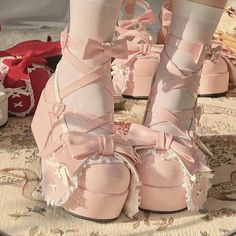 Lovely Girls Lolita Cute Bowknot Platform Shoes Sweet Rabbit Ears Monk Straps Flat Elevator Shoes Cute Flats, Platform Mary Janes, Girly Shoes, Really Cute Outfits, Pretty Shoes, Lolita Fashion