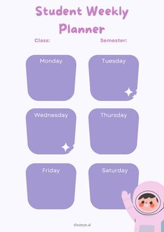 Simple Weekly Planner, Weekly Planner Free Printable, Weekly Planner Free, Best Student, Weekly Calendar Planner, Everyday Planner, Printable Prayers