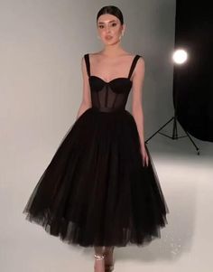 Tea Length Prom Dress, Black Homecoming Dress, Prom Dress Evening, בר מצווה, Prom Dresses For Teens, Black Prom Dress, Black Prom, Pretty Prom Dresses, فستان سهرة