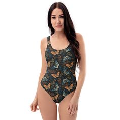 Celestial Magical Moth Butterfly One Piece Swimsuit; Boho Hippie Celestial Butterfly Print; Retro Bohemian Butterfly Monokini; Plus Size Fashion; Vintage Hippie Swimsuit; Sizes XS S M L XL 2XL 3 XL This Boho Butterfly Print Forest Core one-piece swimsuit for all figures will bring out your best features. Enjoy the smooth fabric and the flattering design, and show it off by the sea or pool! * 82% Polyester, 18% Spandex * Fabric weight: 6.78 oz/yd² (230 g/m weight may vary by 5% * Chlorine-resista Hippie Rock Bathing Suits, Botanical Sunflower, Polka Dot One Piece, Moth Butterfly, Retro Swimsuit, Womens Tankini, Vintage Hippie, Pineapple Print, Sunflower Print