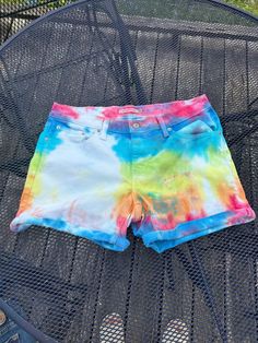 Tie dye Jean shorts Levi brand 32 inch waist Mid length shorts Acid Wash Bottoms With Built-in Shorts, Acid Wash Cotton Jean Shorts, Casual Acid Wash Jean Shorts, Multicolor Short Length Jean Shorts For Summer, Summer Bermuda Shorts In Multicolor, Acid Wash Jean Shorts, Multicolor Short Leg Summer Bottoms, Multicolor Summer Shorts, Acid Wash Short Bottoms For Summer