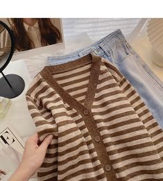 Style: commuting Size: one size Color: Coffee Lazy Style, Color Coffee, Knitted Cardigan, Cardigan Coat, Style Retro, Knit Cardigan, Coats For Women, Coffee, My Closet