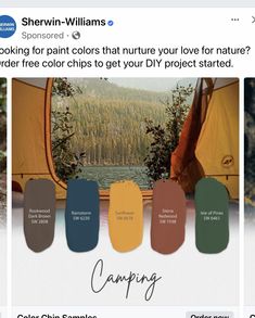 an instagram page for sheryln - williams's camping site, with the caption looking for paint colors that nurture your love for nature