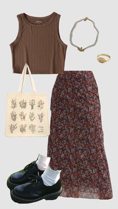 rujula as an outfit #brownoutfit #academiacore #nature #fall Art History Aesthetic Outfits, Vintage Earthy Outfits, Vintage Inspired Fall Outfits, October Outfits Women, Mushroom Style Root Outfits, Natural Outfits Aesthetic, Art Major Aesthetic Outfit, Fall Earthy Outfits, Nature Girl Outfits