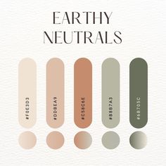 the earthy neutrals palette is shown in different shades