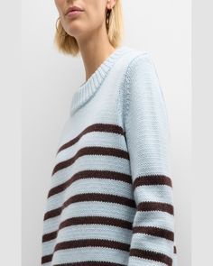 La Ligne "Marin" striped 7ply woolcashmere sweater    Crew neckline    Long sleeves    Relaxed fit    Ribbed cuffs and hem    Hip length    Pullover style    Cashmere/wool    Imported Cashmere Wool, Striped Sweater, Stripe Sweater, Hip Length, Pullover Styling, Crew Neckline, Neiman Marcus, Tops Designs, Cashmere