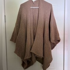 Brown Sweater Poncho, Never Worn, No Issues With Any Of The Material. Never Worn! Only Washed Smoke Free House. One Size Brown Outerwear For Beach, One Size Brown Beach Outerwear, Sweater Poncho, House Sold, Poncho Sweater, Shrug Sweater, Brown Sweater, Ponchos, Sweaters For Women