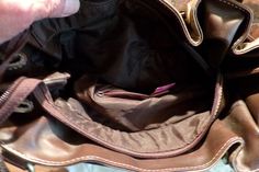 "Original Sophie Martin Paris handbag, Sophie Martin Paris brown, Brown on brown hobo bag, Designer bag, Morethebuckles I love the braiding on the front of this bag and all of the space it has inside. This has a zip close with a zipped pocket inside along with a pouch for keys. This is in great shape and measures 10 ½\" high, bag only, with the base being 15\" long. The handles are 9\" high. Please note that this is 2 pounds when boxed, hence the higher shipping. Please note that I do the exact Brown Hobo Shoulder Bag With Cell Phone Pocket, Brown Hobo Bag With Cell Phone Pocket, Dress Purse, Vintage Evening Bags, Gold Clutch, Brown Brown, Designer Bag, Hobo Bag, Inside Pocket