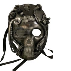 Unisex Steampunk Skull Halloween Costume Full Face Party Mask Silver Gray Robot #ILOVEMASKS #FullMask #HalloweenPartyDressUpPartMaskParty Post-apocalyptic Halloween Masks And Prosthetics, Cyberpunk Halloween Costume Accessories, Cyberpunk Halloween Mask Costume Accessory, Vintage Halloween Costume Accessories For Themed Events, Cyberpunk Halloween Costume Mask, Vintage Halloween Masks And Prosthetics For Costume Party, Black Post-apocalyptic Costume Accessories For Halloween, Post-apocalyptic Masks And Prosthetics For Halloween, Cyberpunk Halloween Mask