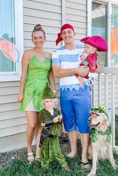 a family dressed up in costumes for halloween