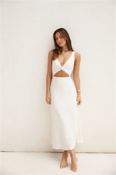 Soft Silhouette Maxi Dress White | Fortunate One White Strappy Heels, Maxi Dress White, Short Wedding Dress, Loose Waves, Flowy Skirt, White Maxi Dresses, Strappy Heels, Dress White, White Dress