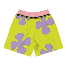 Made of: 91% recycled polyester, 9% spandex (fabric composition may vary by 3%) Four-way stretch moisture-wicking microfiber fabric Elastic waistband with a flat white drawstring Mesh side pockets Patrick Star Shorts, Buff Headwear, Star Shorts, Spongebob Patrick, Swimsuits Outfits, Patrick Star, 90s Looks, Workout Memes, Flat White