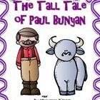 the tall tale of paul bunyan is written in purple and has an image of a cow