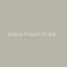 the words dulux fossil trace are in white letters on a gray background,