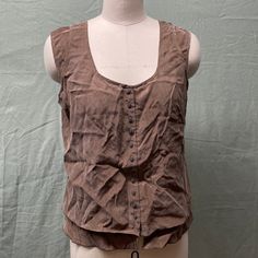 Shell: 100% Rayon Lining: 100% Polyester Sleeveless Brown Cotton Blouse, Brown Sleeveless Cotton Blouse, Brown Sleeveless Blouse For Spring, Sleeveless Top, Top Blouse, Blouses, Womens Tops, Women Shopping, Clothes