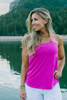 PRETTY IN PINK!! The magenta Suspension Tank is on our website!! Athletic Top, Keep Your Cool, Workout Tops, Pretty In Pink, Athleisure, Tank Top Fashion, Open Back, Like You, Layering