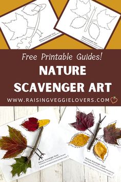 free printable nature scavenger art for kids to make with leaves and branches