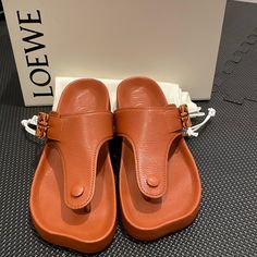 Leather Medallion Comfort Thong Sandals - Tan - Size 38 Worn Once - Pristine Condition Loewe Shoes, Comfortable Sandals, Thong Sandals, Women's Shoes Sandals, Limited Time, Shoes Sandals, Women Shoes, Sandals, Leather