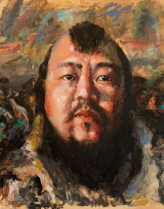 an oil painting of a man with a beard