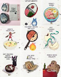 an illustrated poster with different food items on it's sides, including meats and vegetables