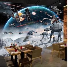 star wars wallpaper Star Wars Zimmer, Star Wars Mural, Peal And Stick Wallpaper, Star Wars Wall, Wall Painting Living Room, Hallway Wallpaper, Star Wars Room, Kids Room Murals, Large Mural