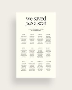 we saved you a seat seating chart