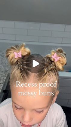 Two Buns Hairstyle, Messy Bun For Short Hair, Umgestaltete Shirts, Short Hair For Kids, Kids Short Hair Styles, Cute Bun Hairstyles, Easy Toddler Hairstyles, Tail Hairstyle