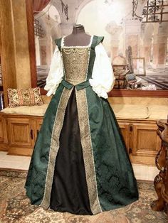 Court Gown, Tudor Gown, Tudor Dress, Tudor Fashion, Tudor Costumes, Medieval Gown, Fest Outfits