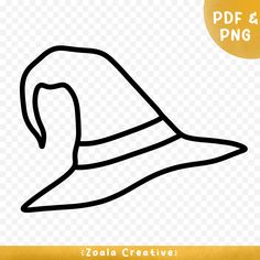 a black and white drawing of a wizard's hat on a transparent background png