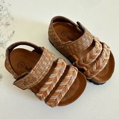 Salty Shreds Size 7 Summer Sandals With Soft Sole For Playtime, Summer Playtime Sandals With Round Toe, Spring Playtime Round Toe Sandals, Casual Round Toe Sandals For Spring Playtime, Adjustable Sandals For Summer Playtime, Casual Sandals With Soft Sole For Summer, Casual Summer Sandals For Playtime, Casual Brown Sandals With Soft Sole, Summer Vacation Sandals With Soft Sole