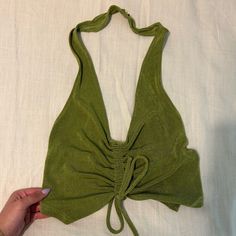 Motel Rocks Green Halter Top, Size S. Never Worn! Casual Triangle Top Crop Top For Night Out, Casual Triangle Crop Top For Night Out, Casual Crop Top For Night Out And Beach Season, Casual Crop Top For Beach Season And Night Out, Trendy Stretch Halter Top For Festivals, Casual Halter Neck Crop Top For Party, Casual Summer Party Crop Top, Casual Tops For Night Out At Beach Season, Casual Green Halter Neck Crop Top