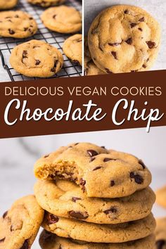 delicious vegan cookies with chocolate chips are the perfect treat to eat for breakfast or dessert