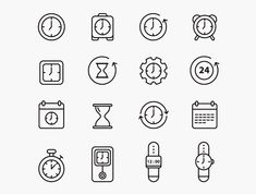 different time icons are shown in black and white